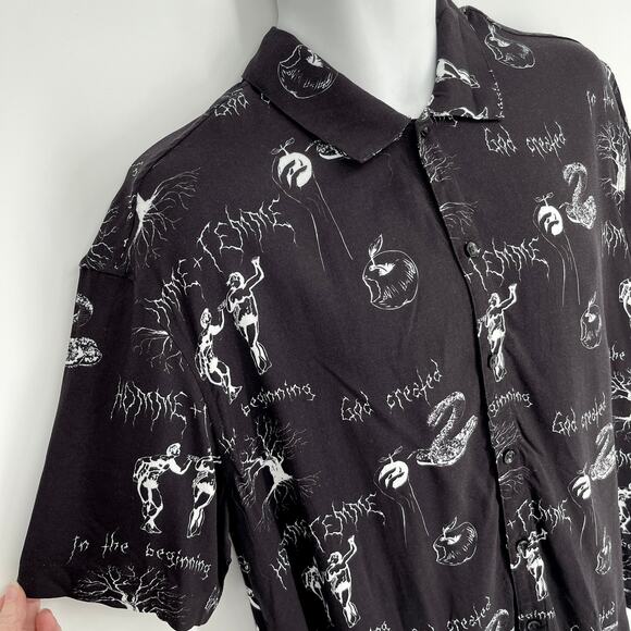 Homme + Femme NEW Genesis Camp Shirt Men Sz M Black Adam Eve Serpent Button Up - Picture 2 of 7
